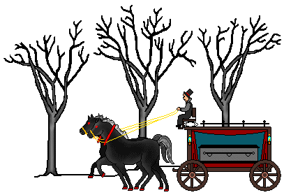 Halloween Clip Art - Black Horses, Carriage and Bare Trees