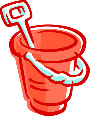 Stock Illustration - Drawing of a bucket with a spade