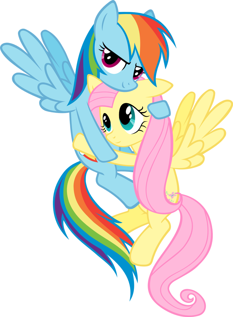 Image - FANMADE Rainbow Dash hugging Fluttershy.png - My Little ...