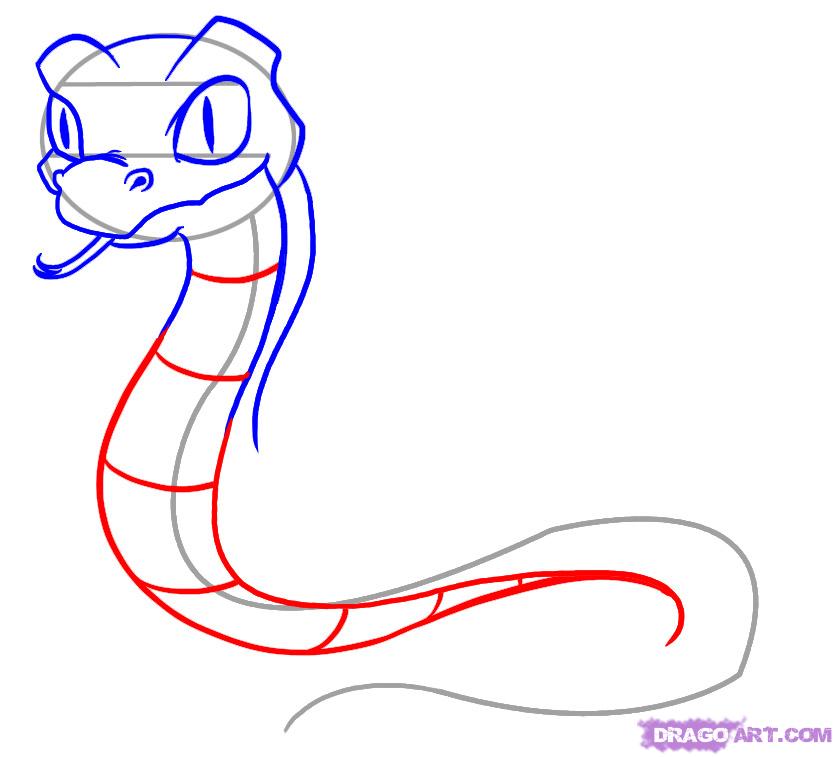 How to Draw a Cartoon Snake, Step by Step, Cartoon Animals ...