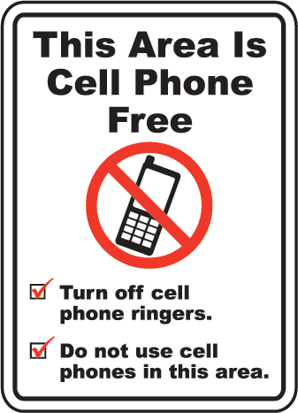 Cell Phone Free Area Sign by SafetySign.com - F7208