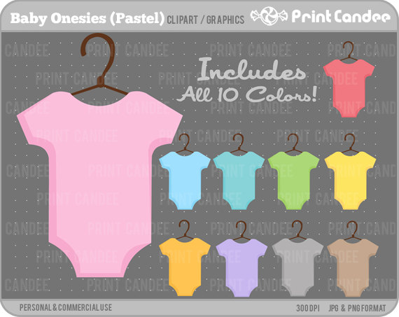 Baby Onesies Pastel Colors Digital Clip Art by printcandee