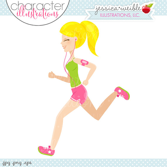 Blonde Running Girl Character Illustration by JWIllustrations