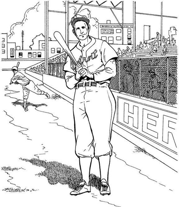 Detroit Tigers Batter Baseball Coloring Page | Purple Kitty