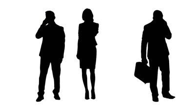 Multiple Silhouettes Of Busy Business People Talking On Phones ...