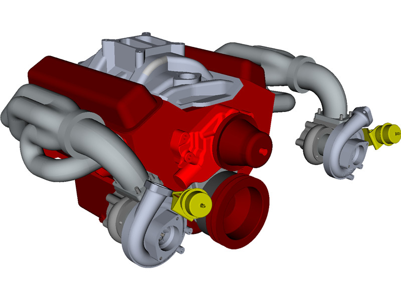 Engine SBC Dual Turbo 3D CAD Model Download | 3D CAD Browser