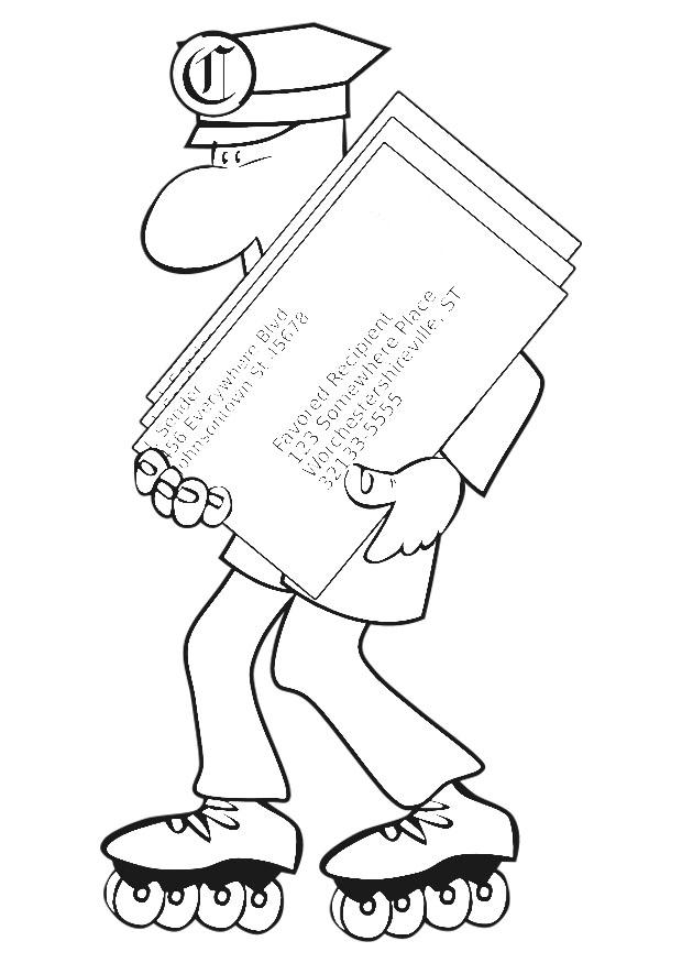 Coloring page postman on roller blades - img 20199.
