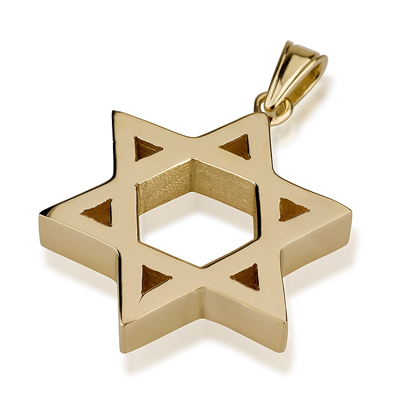 Ben Jewelry Deluxe14K Gold Block Star of David Pendant, Jewish ...