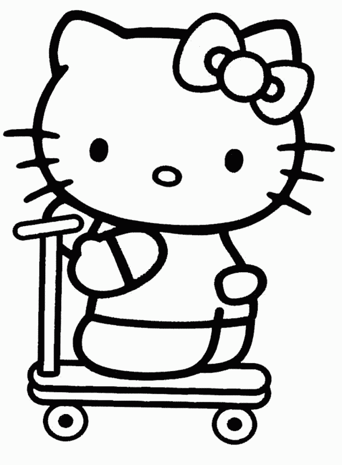Roller Skate Hello Kitty Coloring pages Free | The Coloring Pages