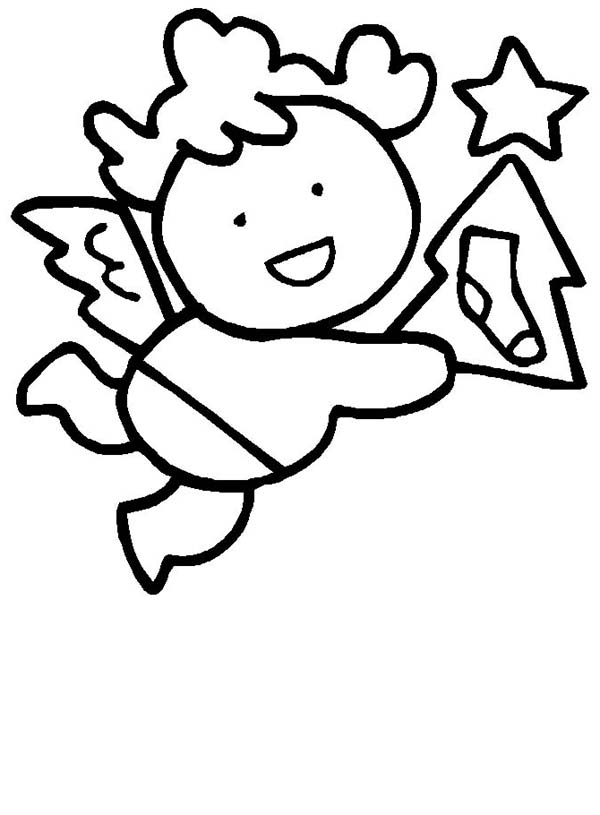 Little Wing Christmas Angels Coloring Page | Color Luna