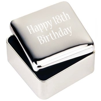 UK Gift Shop 'Happy 18th Birthday' Engraved Silver Trinket Box