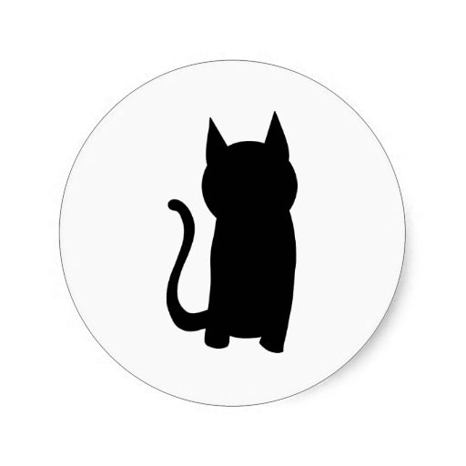 Sitting Black Cat Silhouette. Round Sticker | Zazzle