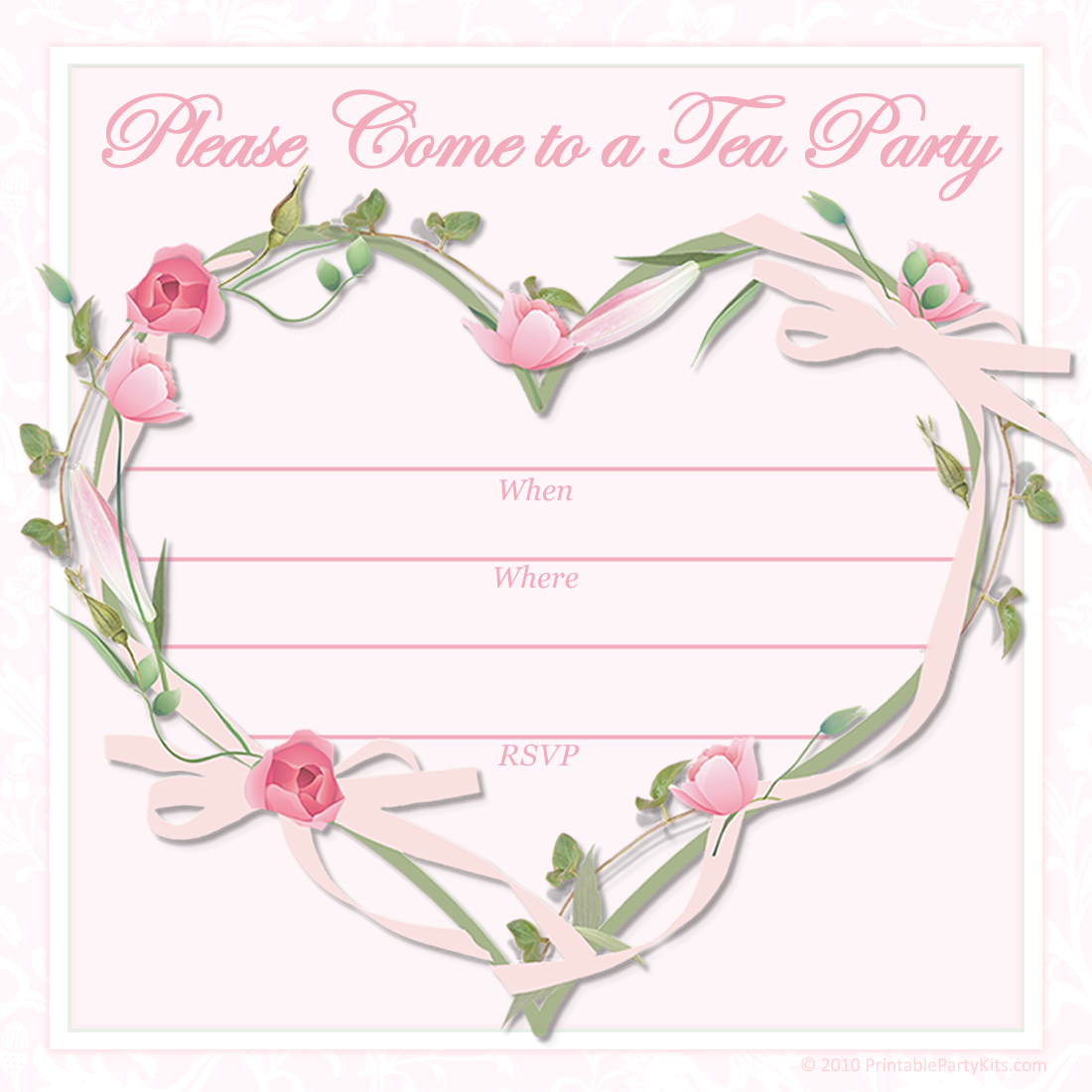 Printable Pink And Yellow Tea Party Invitations - DYNASTY™ 東方 ...