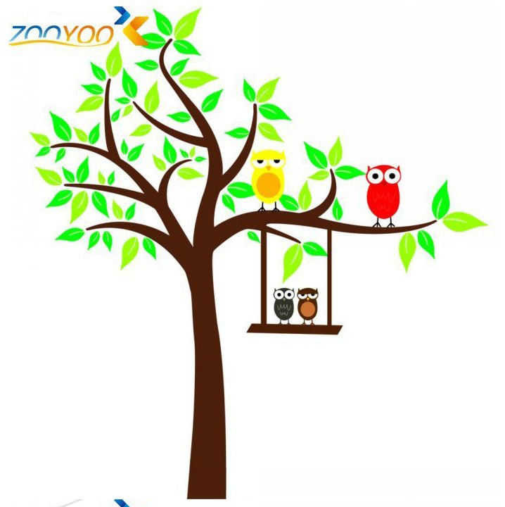 New design XL Size Owl Scroll Tree Removable Wall sticker ...