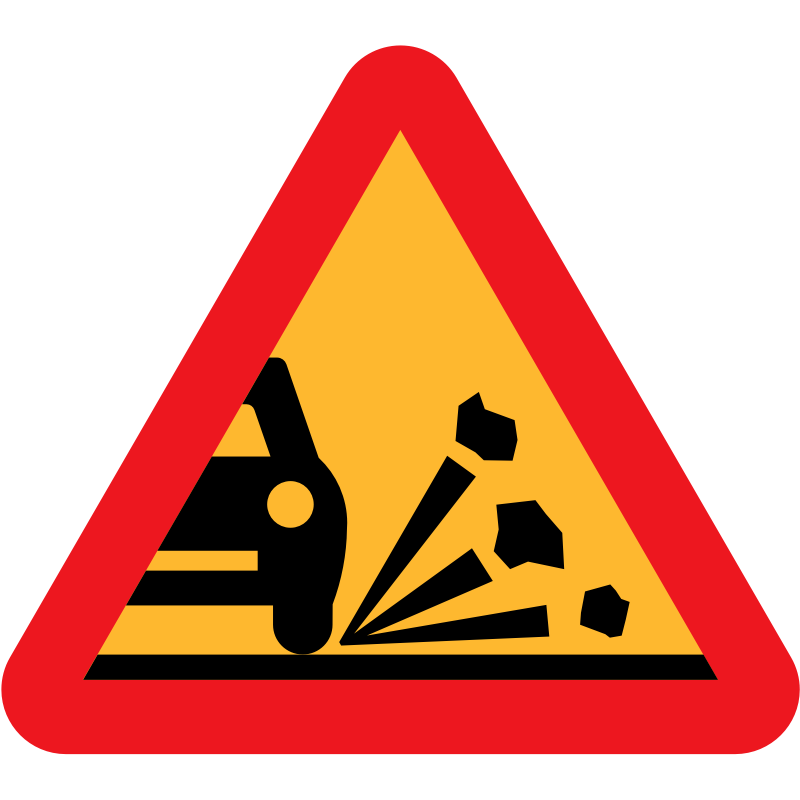Clipart - Loose stones on the road roadsign
