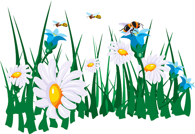 FLOWERS, CARTOON, GRASS, INSECTS, BEES, FLOWER, INSECT - Public ...