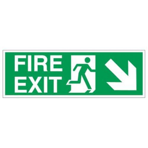 Fire Exit Sign with Down/Right Directional Arrow - Emergency Exit ...