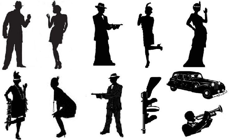 Roaring 20s Gangster Clip Art | Roaring 20s Silhouettes | Great ...