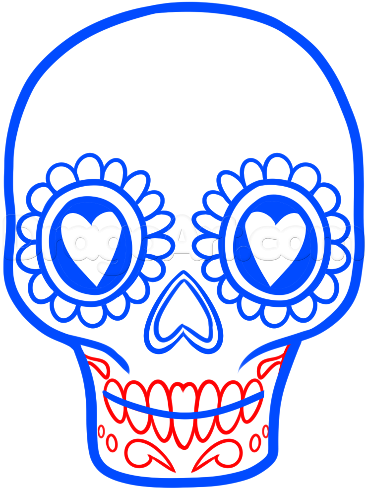 How to Draw a Sugar Skull Easy, Step by Step, Skulls, Pop Culture ...