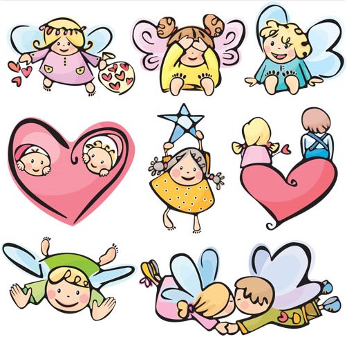 Funny Cartoon Angels Vector Cartoons vector free download