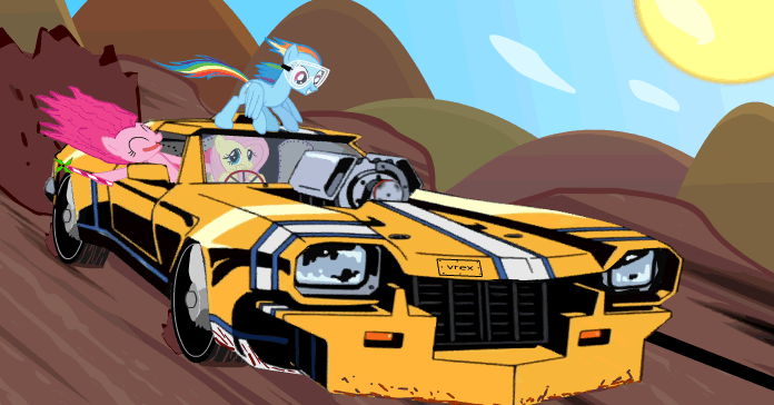 328701 - animated, artist:tiarawhy, car, driving, fluttershy ...