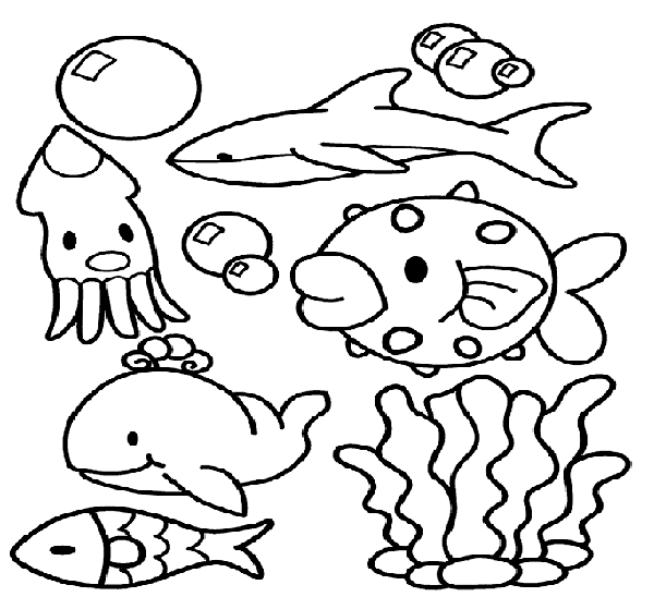 Sea fish Creature Coloring Pages For Kids | Animal Coloring Pages ...