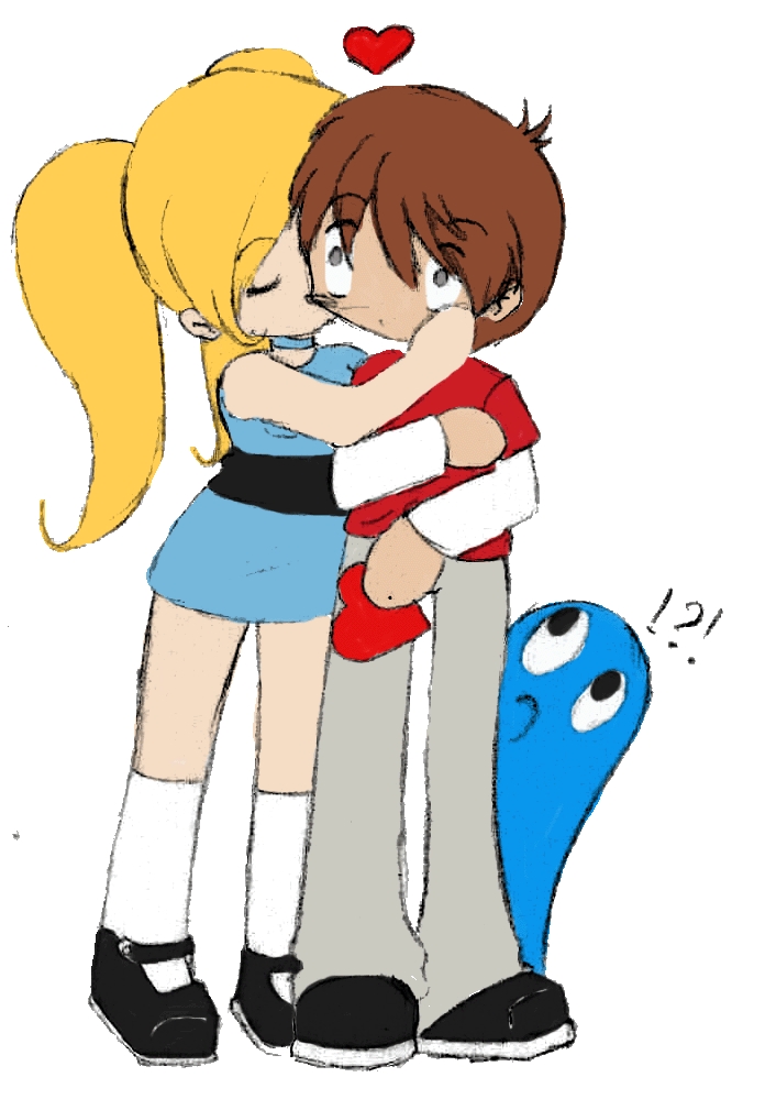 Boy and girl kissing cartoons