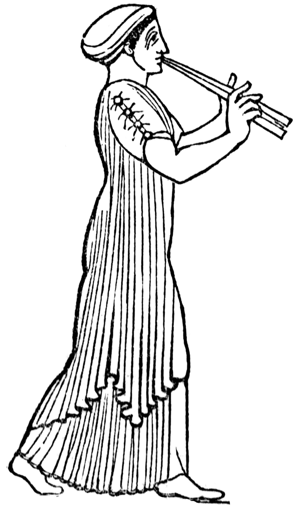 Grecian female with double flute | ClipArt ETC