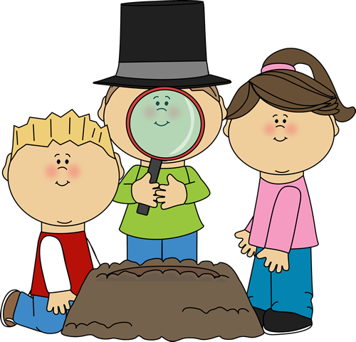 Kids Looking for a Groundhog Clip Art - Kids Looking for a ...