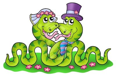 Wedding image with cute snakes - clipart #
