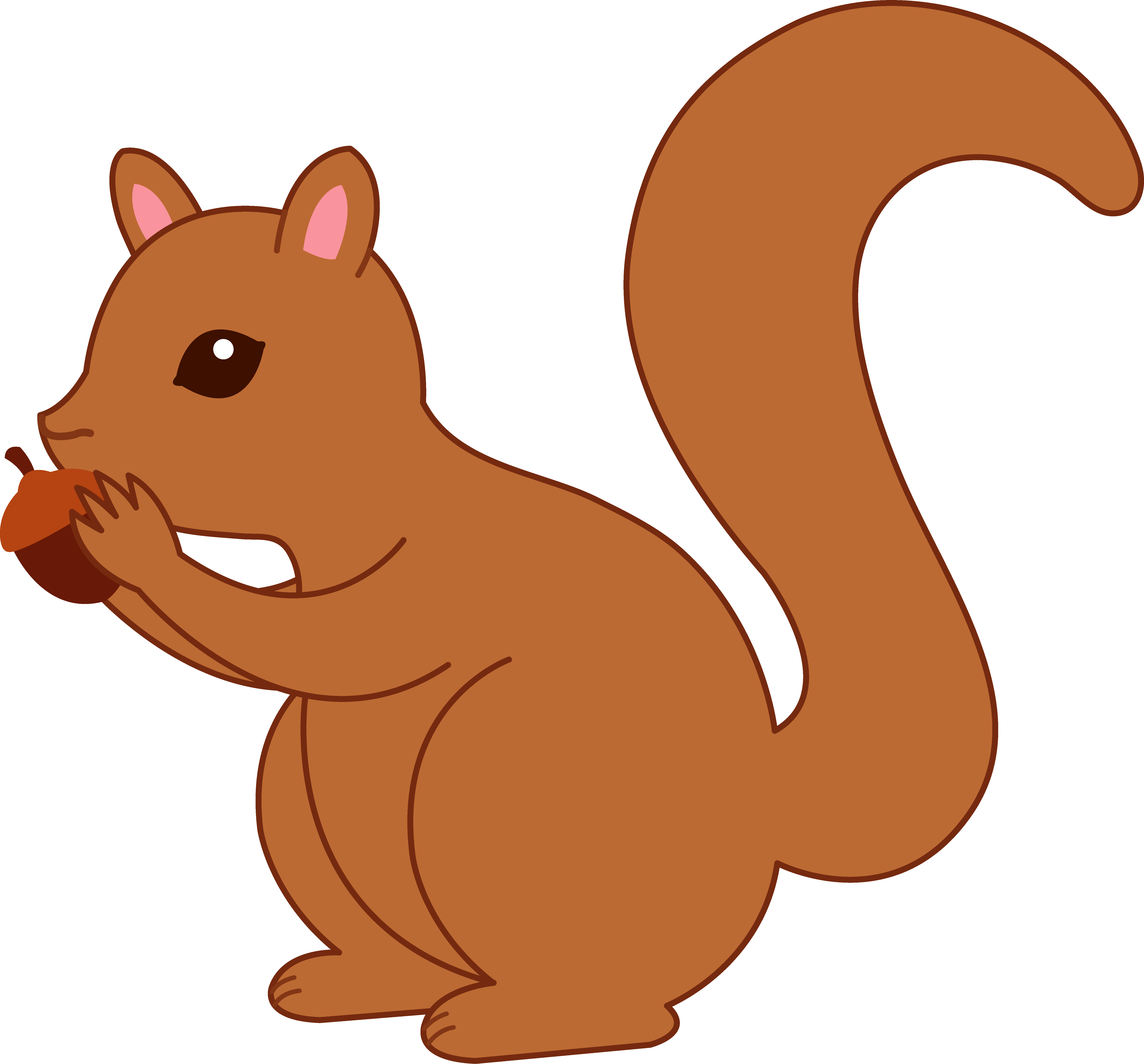 Cute Squirrel Eating Acorn - Free Clip Art