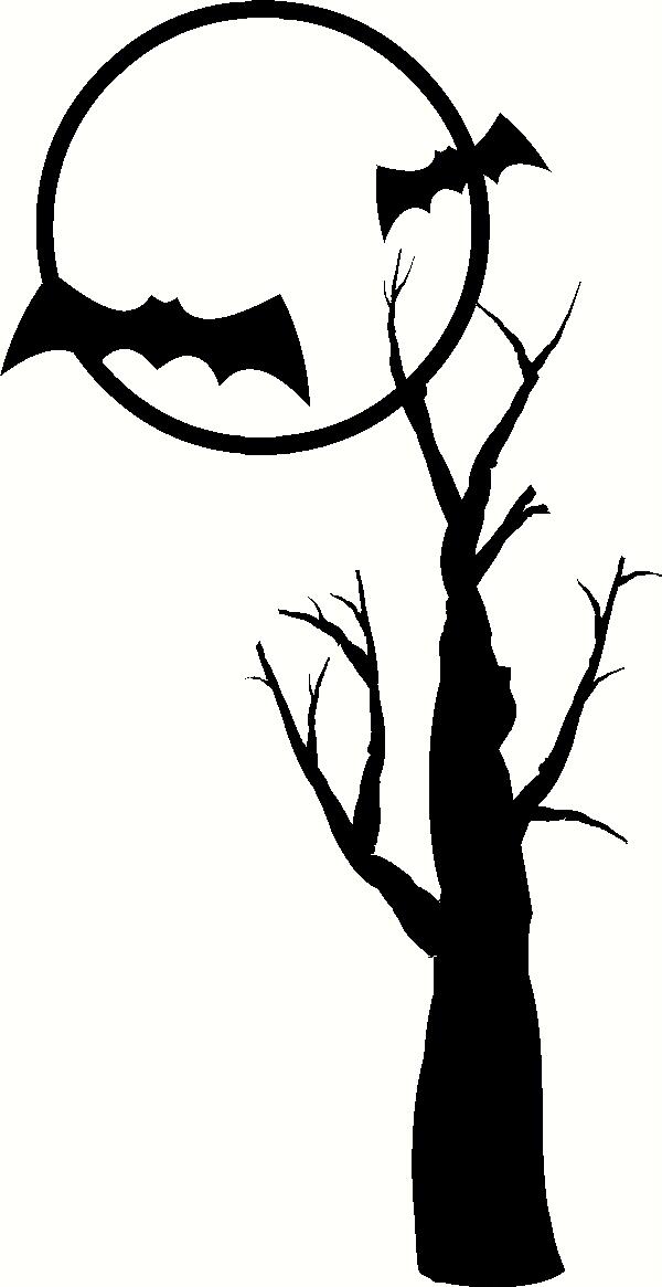 Bats in Moon With Tree Vinyl Decal | Halloween Vinyl Decals
