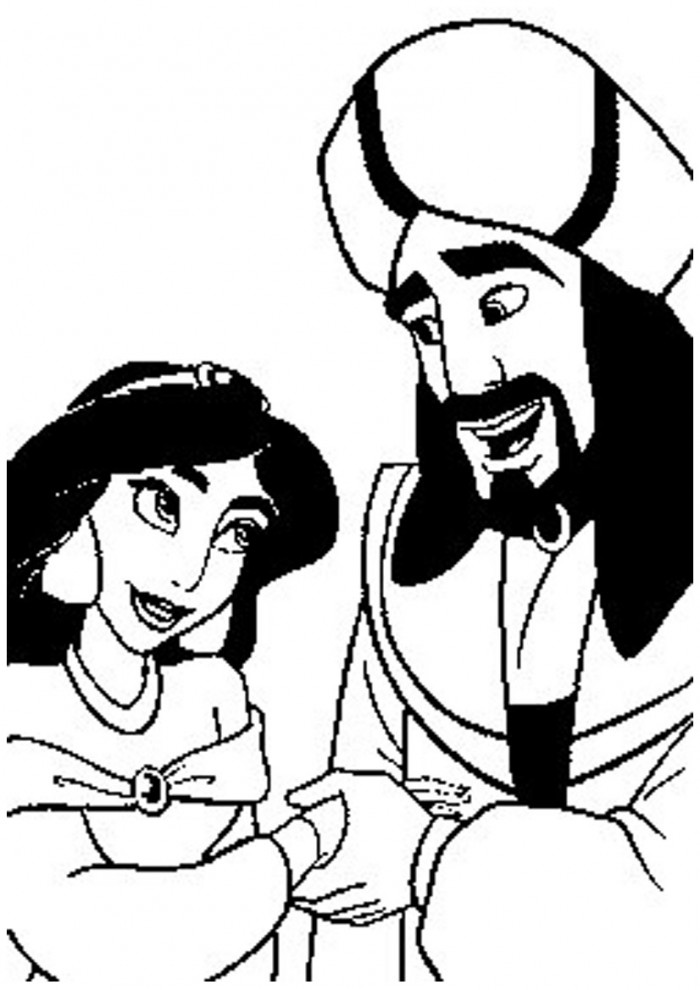 Jafar Takes Genie Out Coloring Page | Kids Coloring Page