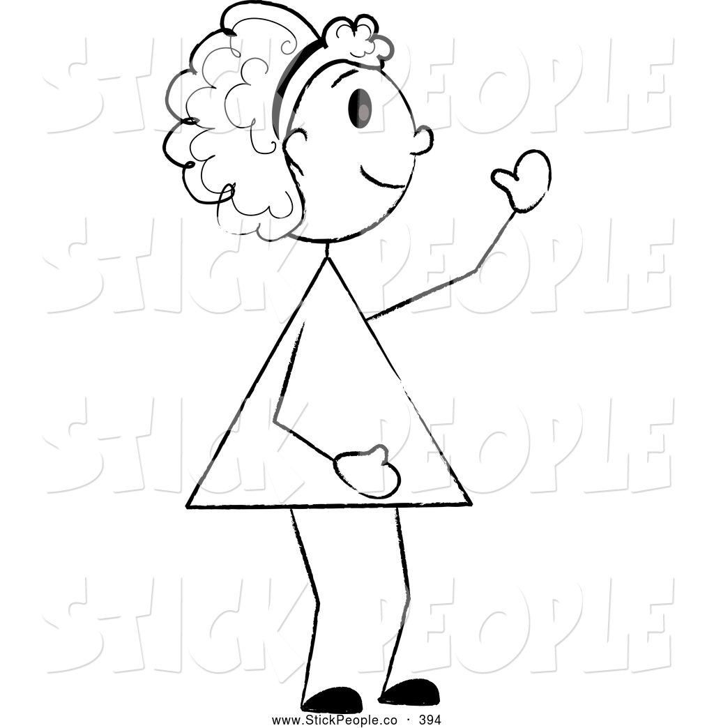 Vector Graphic of a Waving Black and White Stick Figure Girl by ...