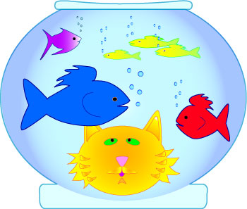 Tropical Fish and Cat Fish Bowl Clip Art (free printables)