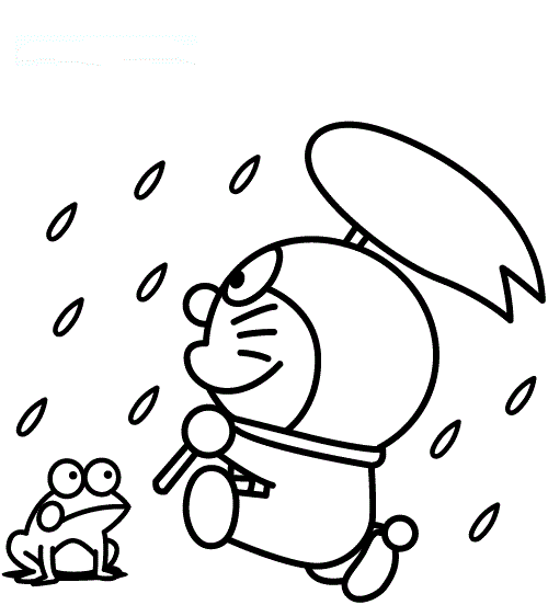 Doraemon in a Rainy Day Coloring Page | Kids Coloring Page