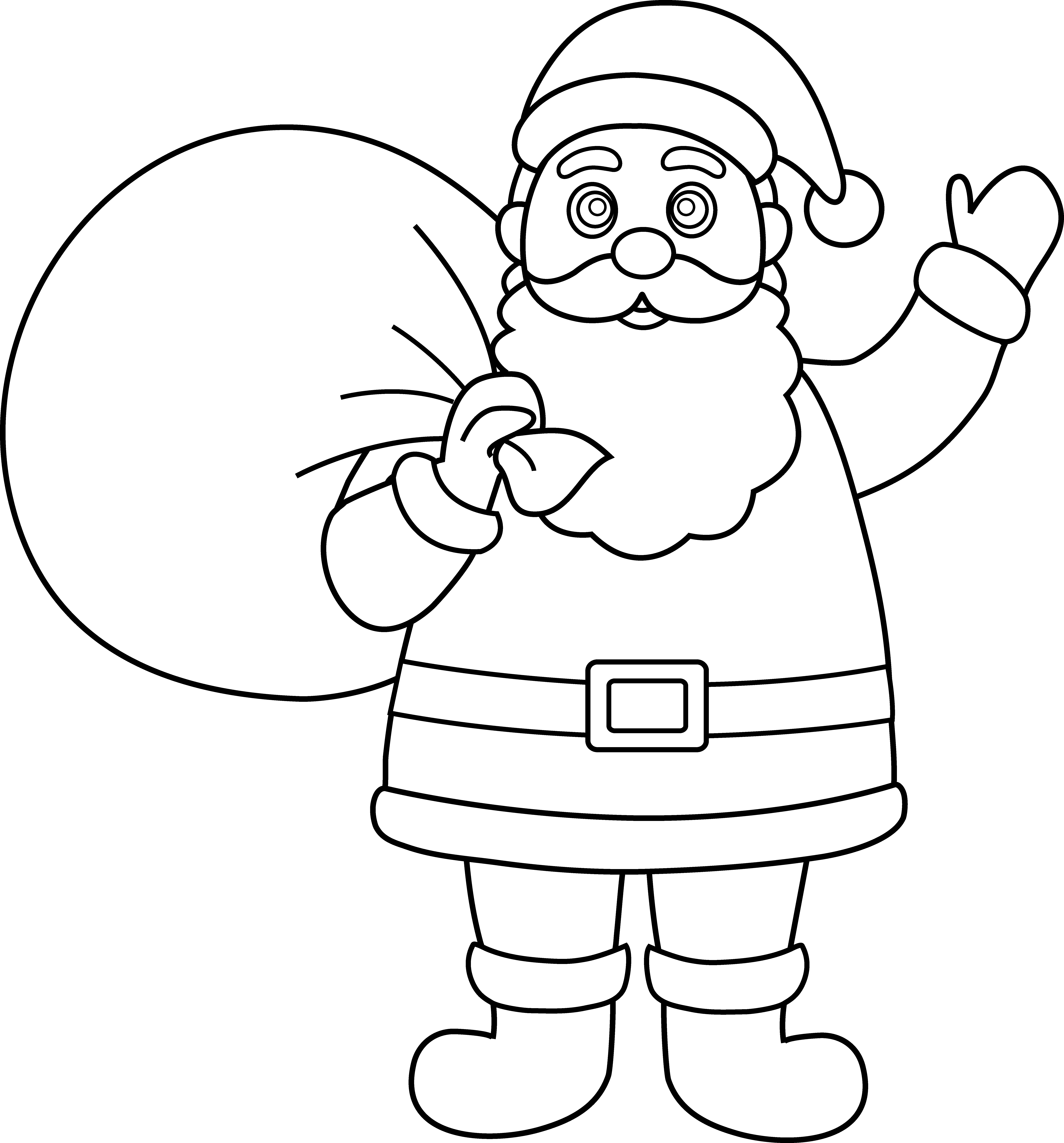 Jolly Santa Claus Coloring Page - Free Clip Art