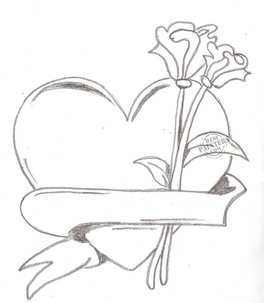 Pencil Drawings Of Hearts And Roses - Cliparts.co