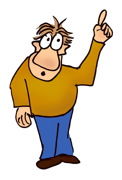 Funny Man Pointing Up (white background) - Silly Characters Clip Art