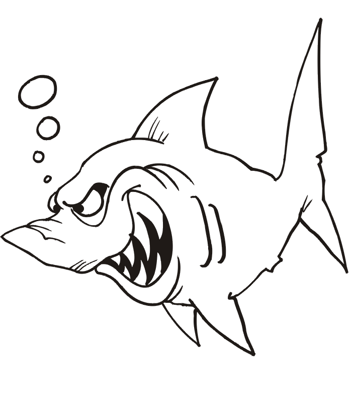 Colouring Pictures Of Sharks | Kids Printable Page