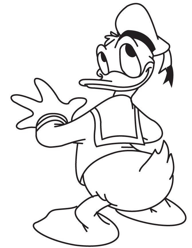 Cartoon Donald Duck Looking Up Coloring Page | HM Coloring Pages