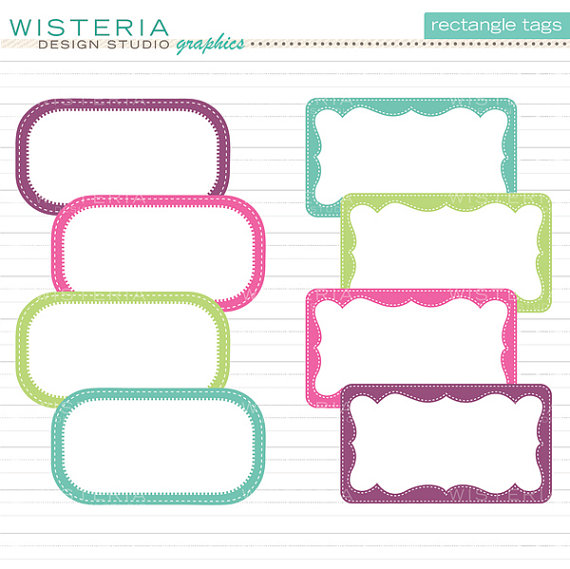 Rectangle Decorative Tags Clip Art for by WisteriaDesignStudio