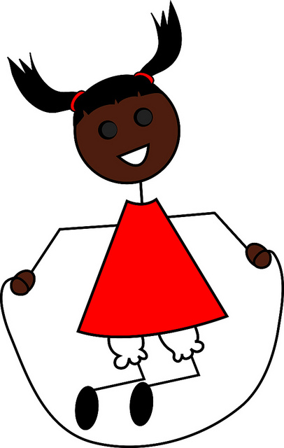 Clip Art Illustration of a Cartoon Little Black Girl Jumping Rope ...