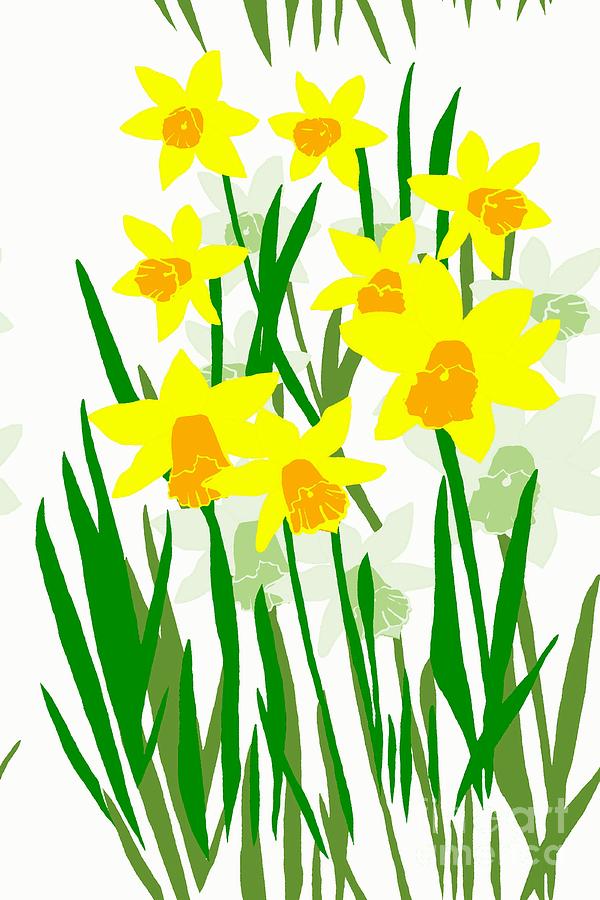 Daffodils Drawing Digital Art by Barbara Moignard - Daffodils ...