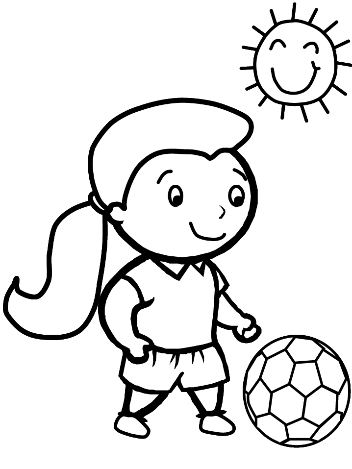 Little Girl Play Soccer coloring pages for kids | coloring pages