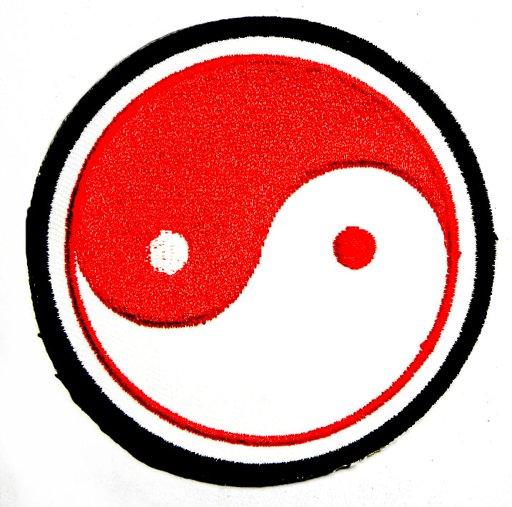 Yin Yang Martial Art Symbol Red 3inch Sew Iron On Patch