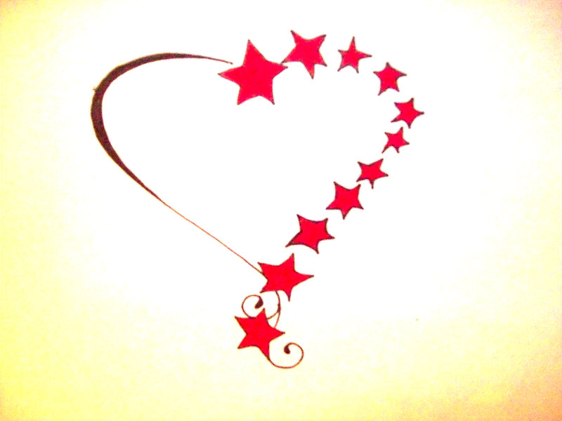 Hearts And Stars Tattoo Designs