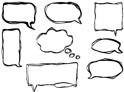 Hand drawn speech bubbles creative vector - Vector Label free download