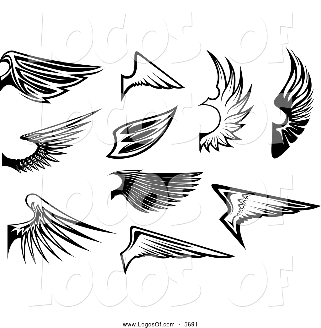 Logo Vector of Black and White Wing Logos by Seamartini Graphics ...