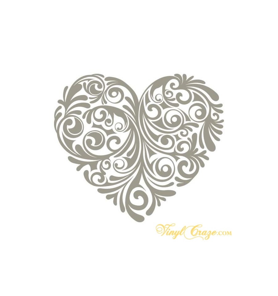 Heart Shaped Floral Swirls Decal